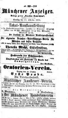 Münchener Anzeiger (Münchner neueste Nachrichten) Sonntag 15. Oktober 1871