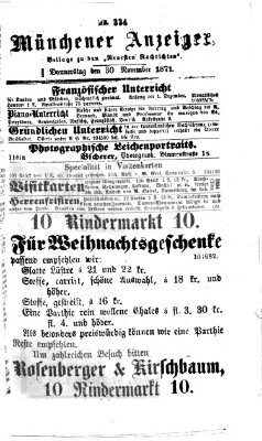 Münchener Anzeiger (Neueste Nachrichten aus dem Gebiete der Politik) Donnerstag 30. November 1871