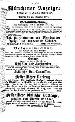 Münchener Anzeiger (Münchner neueste Nachrichten) Sonntag 24. Dezember 1871
