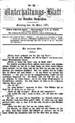 Neueste Nachrichten aus dem Gebiete der Politik (Münchner neueste Nachrichten) Sonntag 12. März 1871