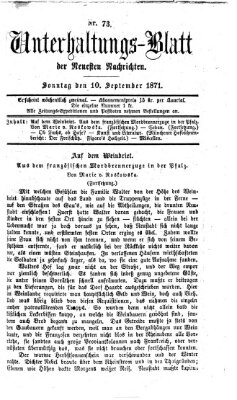 Neueste Nachrichten aus dem Gebiete der Politik Sonntag 10. September 1871