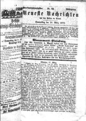 Neueste Nachrichten aus dem Gebiete der Politik Donnerstag 28. März 1872