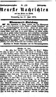 Neueste Nachrichten aus dem Gebiete der Politik Donnerstag 27. Juni 1872
