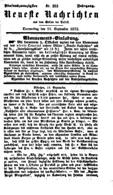Neueste Nachrichten aus dem Gebiete der Politik (Münchner neueste Nachrichten) Donnerstag 19. September 1872