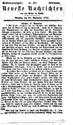 Neueste Nachrichten aus dem Gebiete der Politik (Münchner neueste Nachrichten) Samstag 28. September 1872
