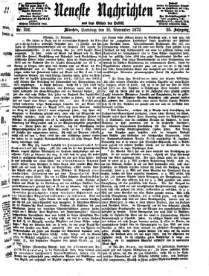 Neueste Nachrichten aus dem Gebiete der Politik Samstag 16. November 1872
