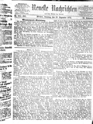 Neueste Nachrichten aus dem Gebiete der Politik (Münchner neueste Nachrichten) Sonntag 29. Dezember 1872