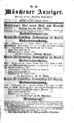 Münchener Anzeiger (Münchner neueste Nachrichten) Freitag 26. Januar 1872