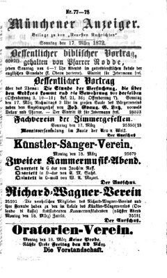 Münchener Anzeiger (Münchner neueste Nachrichten) Sonntag 17. März 1872