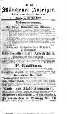 Münchener Anzeiger (Neueste Nachrichten aus dem Gebiete der Politik) Dienstag 28. Mai 1872
