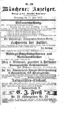 Münchener Anzeiger (Neueste Nachrichten aus dem Gebiete der Politik) Donnerstag 27. Juni 1872