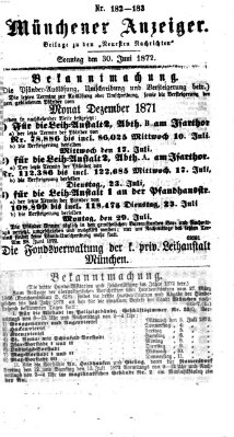 Münchener Anzeiger (Münchner neueste Nachrichten) Sonntag 30. Juni 1872