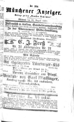 Münchener Anzeiger (Münchner neueste Nachrichten) Mittwoch 21. August 1872
