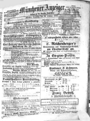 Münchener Anzeiger (Münchner neueste Nachrichten) Dienstag 22. Oktober 1872