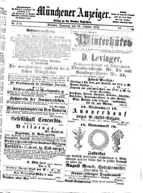 Münchener Anzeiger (Münchner neueste Nachrichten) Samstag 26. Oktober 1872
