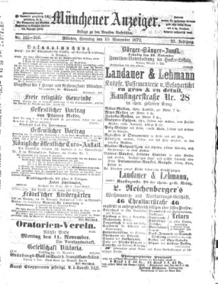 Münchener Anzeiger (Münchner neueste Nachrichten) Sonntag 10. November 1872