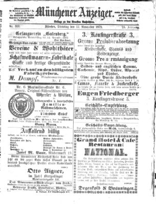 Münchener Anzeiger (Neueste Nachrichten aus dem Gebiete der Politik) Dienstag 12. November 1872