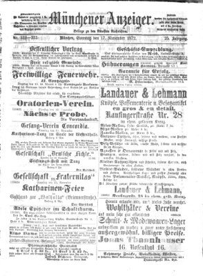 Münchener Anzeiger (Neueste Nachrichten aus dem Gebiete der Politik) Sonntag 17. November 1872