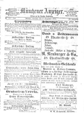 Münchener Anzeiger (Münchner neueste Nachrichten) Sonntag 8. Dezember 1872