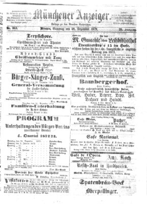 Münchener Anzeiger (Münchner neueste Nachrichten) Samstag 28. Dezember 1872