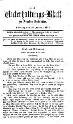 Neueste Nachrichten aus dem Gebiete der Politik Sonntag 14. Januar 1872