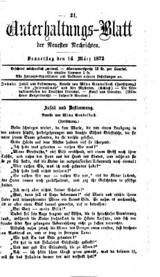 Neueste Nachrichten aus dem Gebiete der Politik Donnerstag 14. März 1872