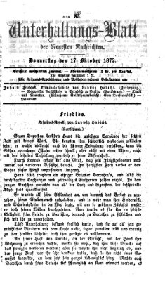 Neueste Nachrichten aus dem Gebiete der Politik Donnerstag 17. Oktober 1872