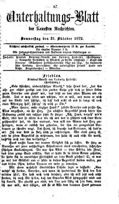 Neueste Nachrichten aus dem Gebiete der Politik Donnerstag 31. Oktober 1872