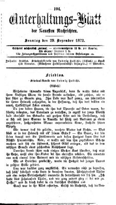 Neueste Nachrichten aus dem Gebiete der Politik (Münchner neueste Nachrichten) Sonntag 29. Dezember 1872