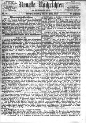 Neueste Nachrichten aus dem Gebiete der Politik Samstag 29. März 1873