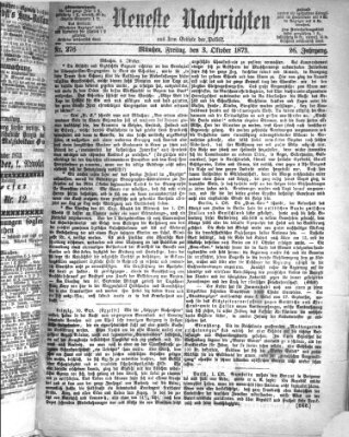 Neueste Nachrichten aus dem Gebiete der Politik Freitag 3. Oktober 1873