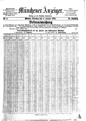 Münchener Anzeiger (Münchner neueste Nachrichten) Samstag 4. Januar 1873
