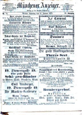 Münchener Anzeiger (Münchner neueste Nachrichten) Samstag 18. Januar 1873