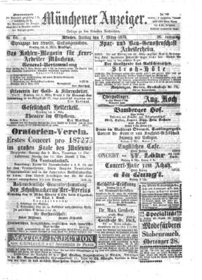 Münchener Anzeiger (Münchner neueste Nachrichten) Freitag 7. März 1873
