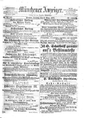 Münchener Anzeiger (Münchner neueste Nachrichten) Sonntag 9. März 1873
