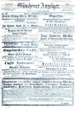 Münchener Anzeiger (Münchner neueste Nachrichten) Mittwoch 4. Juni 1873