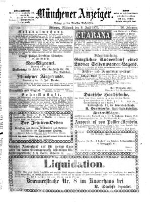 Münchener Anzeiger (Neueste Nachrichten aus dem Gebiete der Politik) Mittwoch 9. Juli 1873