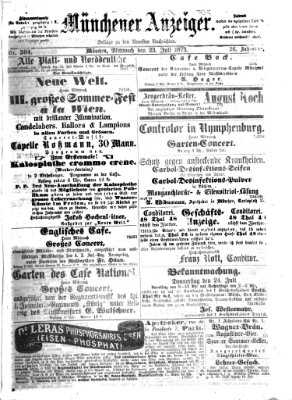Münchener Anzeiger (Neueste Nachrichten aus dem Gebiete der Politik) Mittwoch 23. Juli 1873