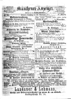 Münchener Anzeiger (Neueste Nachrichten aus dem Gebiete der Politik) Samstag 20. September 1873