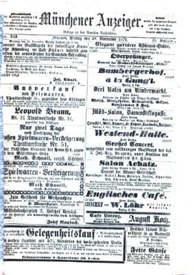 Münchener Anzeiger (Neueste Nachrichten aus dem Gebiete der Politik) Freitag 28. November 1873