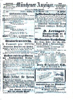 Münchener Anzeiger (Münchner neueste Nachrichten) Samstag 13. Dezember 1873