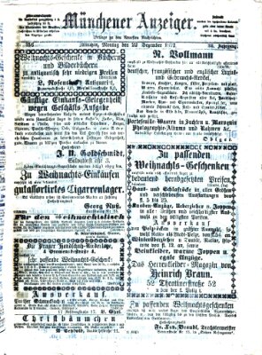 Münchener Anzeiger (Münchner neueste Nachrichten) Montag 22. Dezember 1873