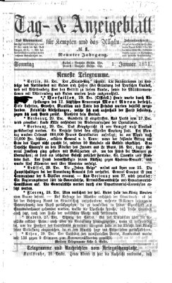 Tag- und Anzeigeblatt für Kempten und das Allgäu Sonntag 1. Januar 1871