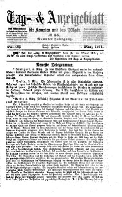 Tag- und Anzeigeblatt für Kempten und das Allgäu Dienstag 7. März 1871
