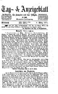 Tag- und Anzeigeblatt für Kempten und das Allgäu Mittwoch 8. März 1871