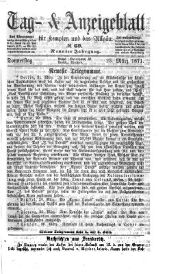Tag- und Anzeigeblatt für Kempten und das Allgäu Donnerstag 23. März 1871