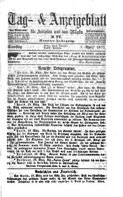Tag- und Anzeigeblatt für Kempten und das Allgäu Samstag 1. April 1871