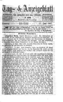 Tag- und Anzeigeblatt für Kempten und das Allgäu Sonntag 11. Juni 1871