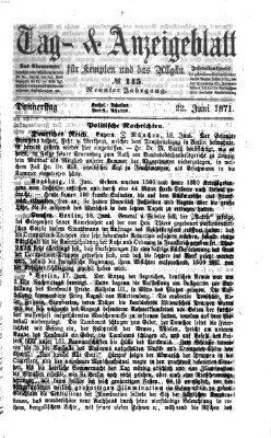 Tag- und Anzeigeblatt für Kempten und das Allgäu Donnerstag 22. Juni 1871