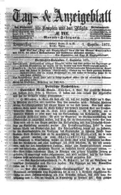 Tag- und Anzeigeblatt für Kempten und das Allgäu Donnerstag 7. September 1871